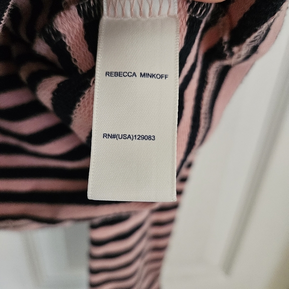 COPY - Rebecca Minkoff navy blue and Pink striped puffy shoulders long sleeve t… - Picture 7 of 8